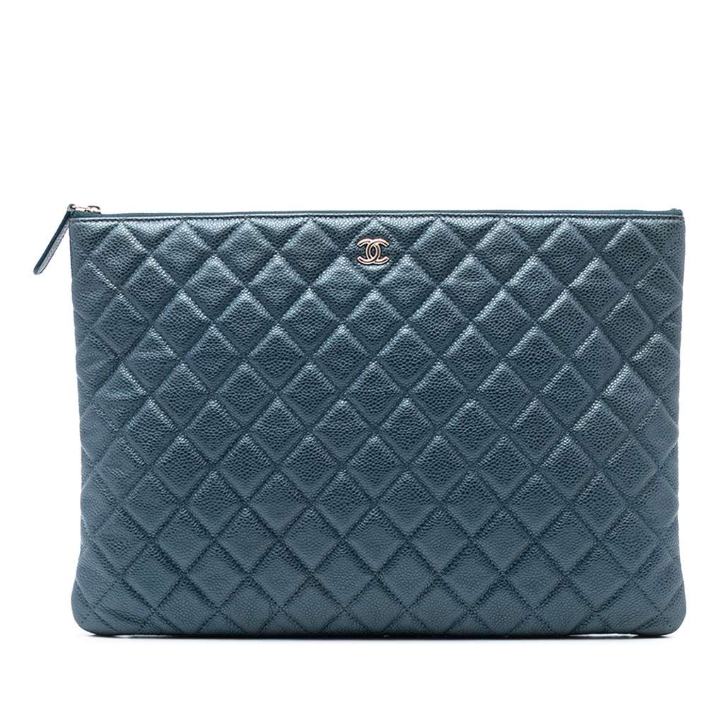 Chanel Large Quilted Caviar O Case Clutch