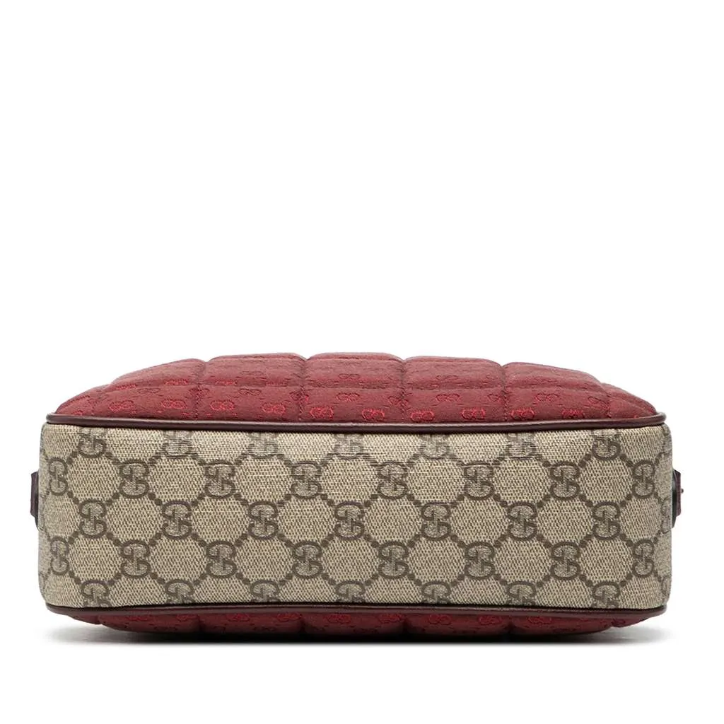 Gucci Small Quilted Mini GG Canvas and GG Supreme Double G Crossbody Red Canvas Very good - Inside View