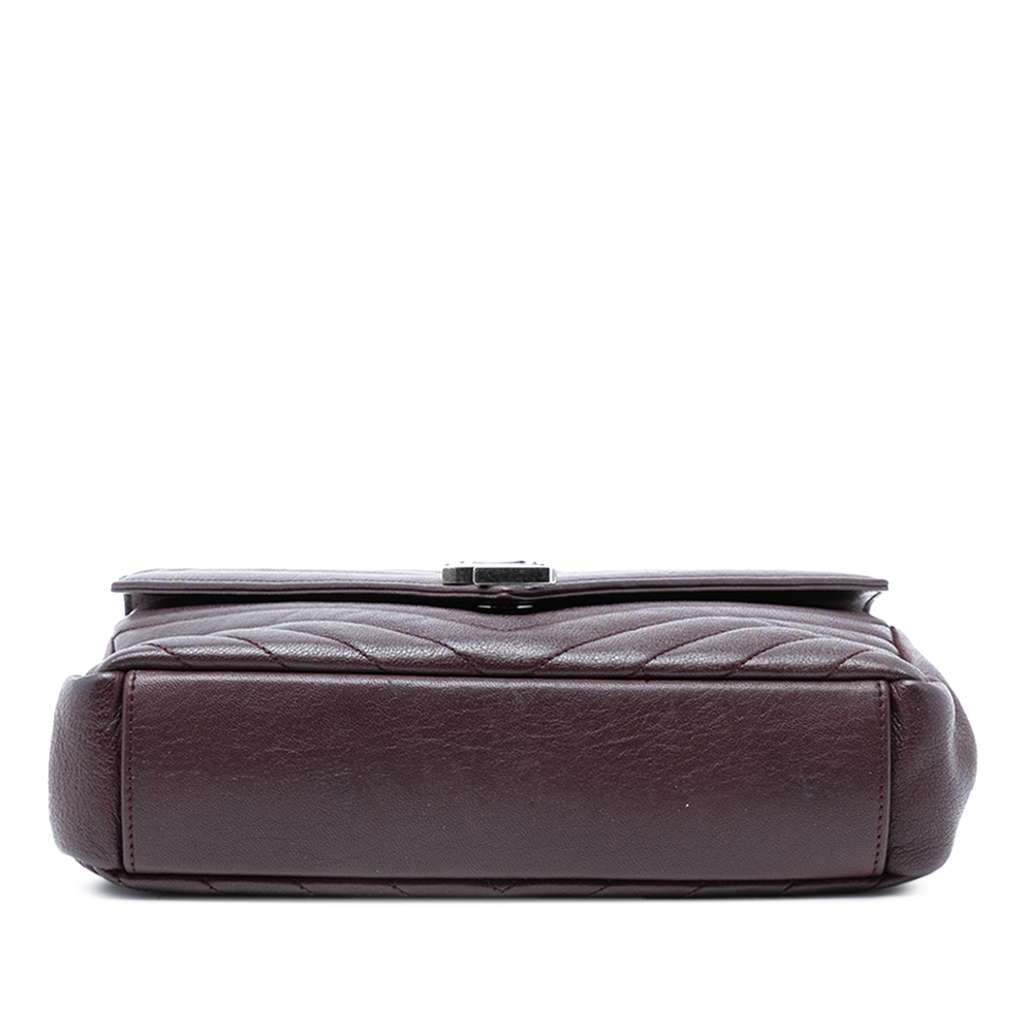 Saint Laurent Medium Quilted Chevron Sheepskin College Satchel - 3