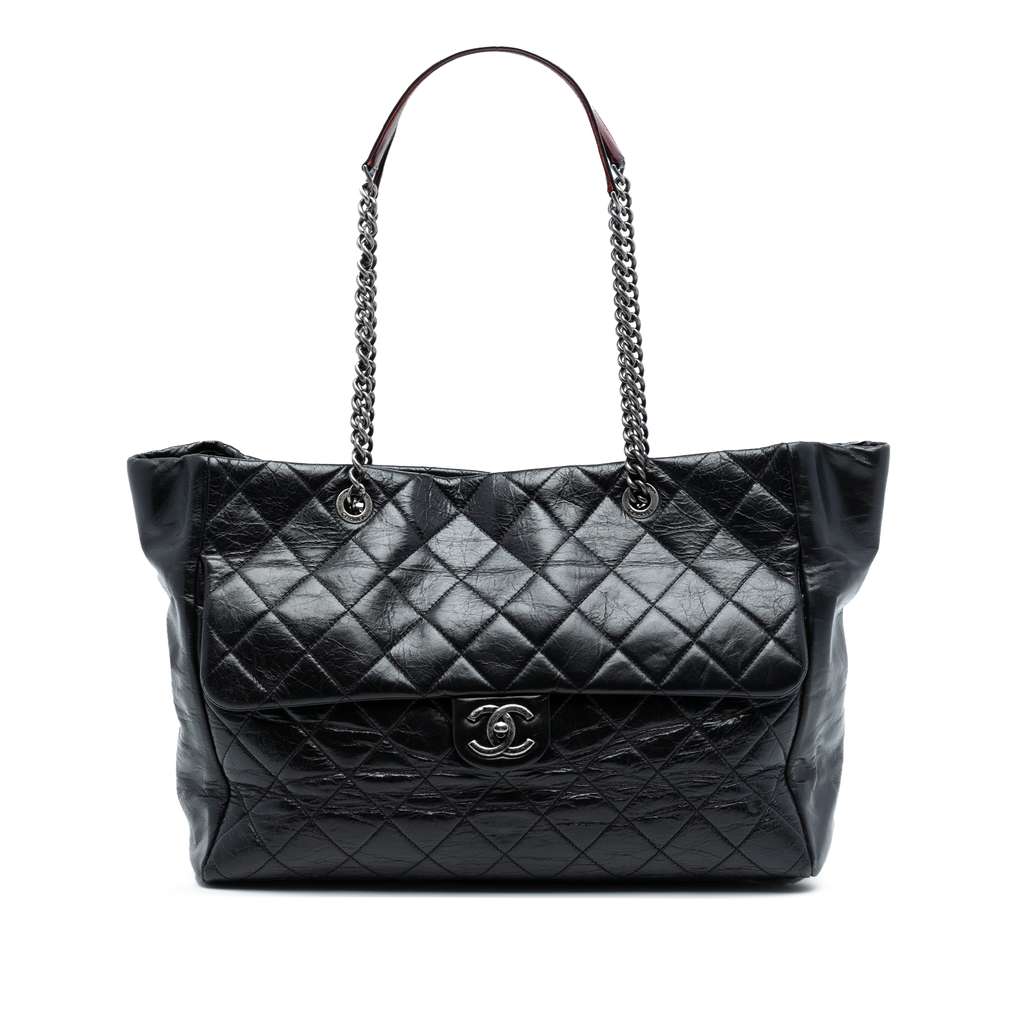 Chanel Large Quilted Glazed Calfskin Duo Color Tote