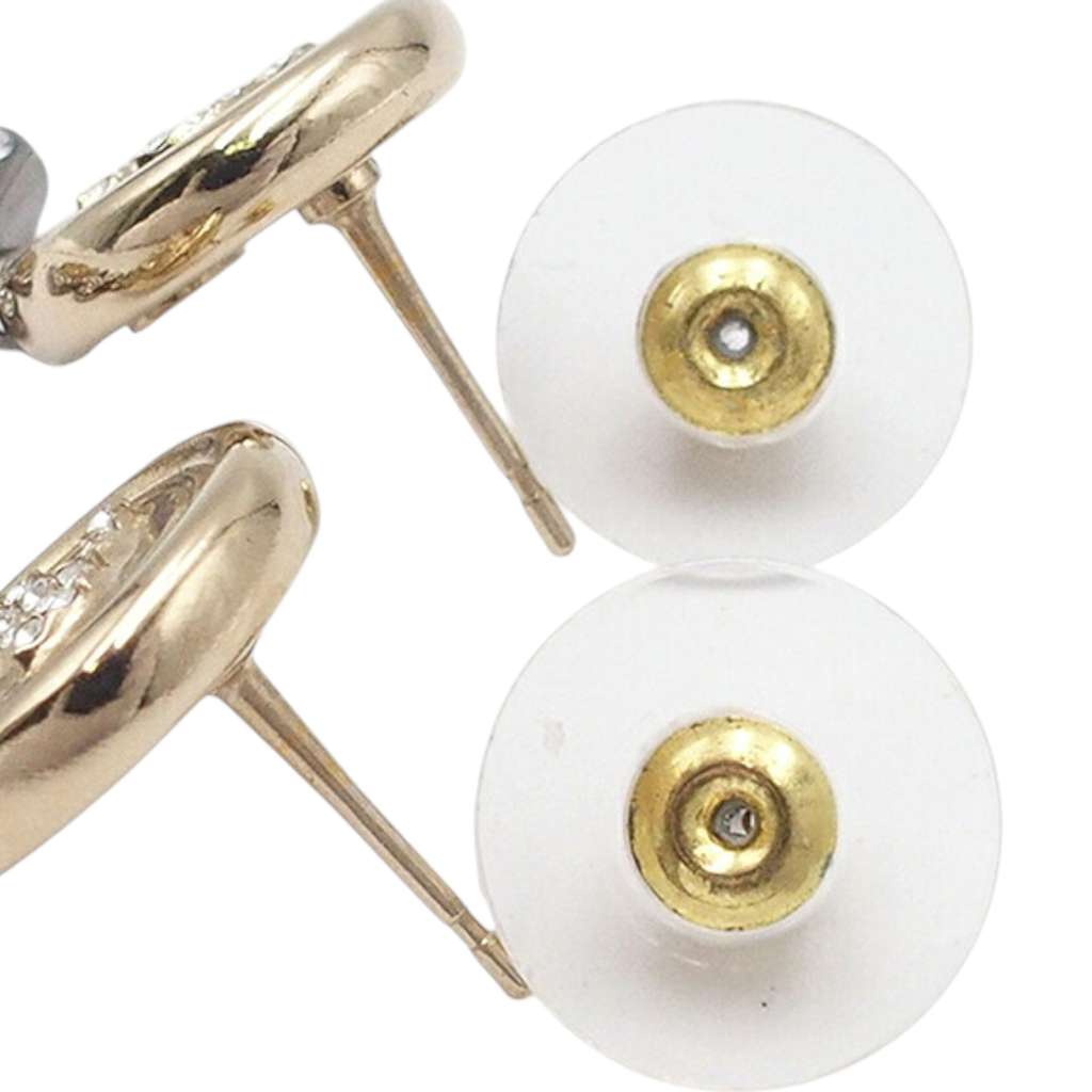 Chanel Gold Plated and Silver Plated CC Rhinestone No 5 Perfume Bottle Drop Push Back Earrings - 4