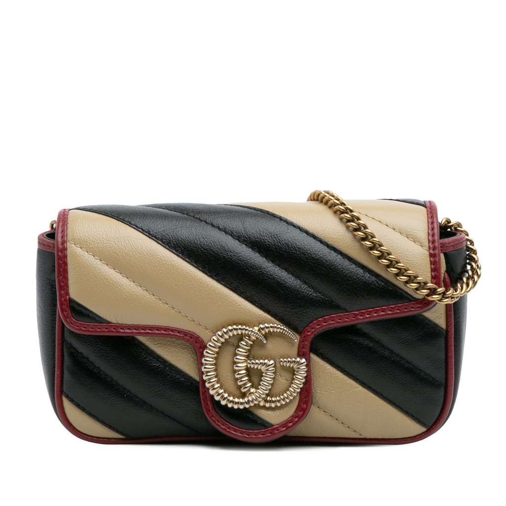 Gucci Super Mini GG Marmont Matelasse Leather Torchon Flap Crossbody