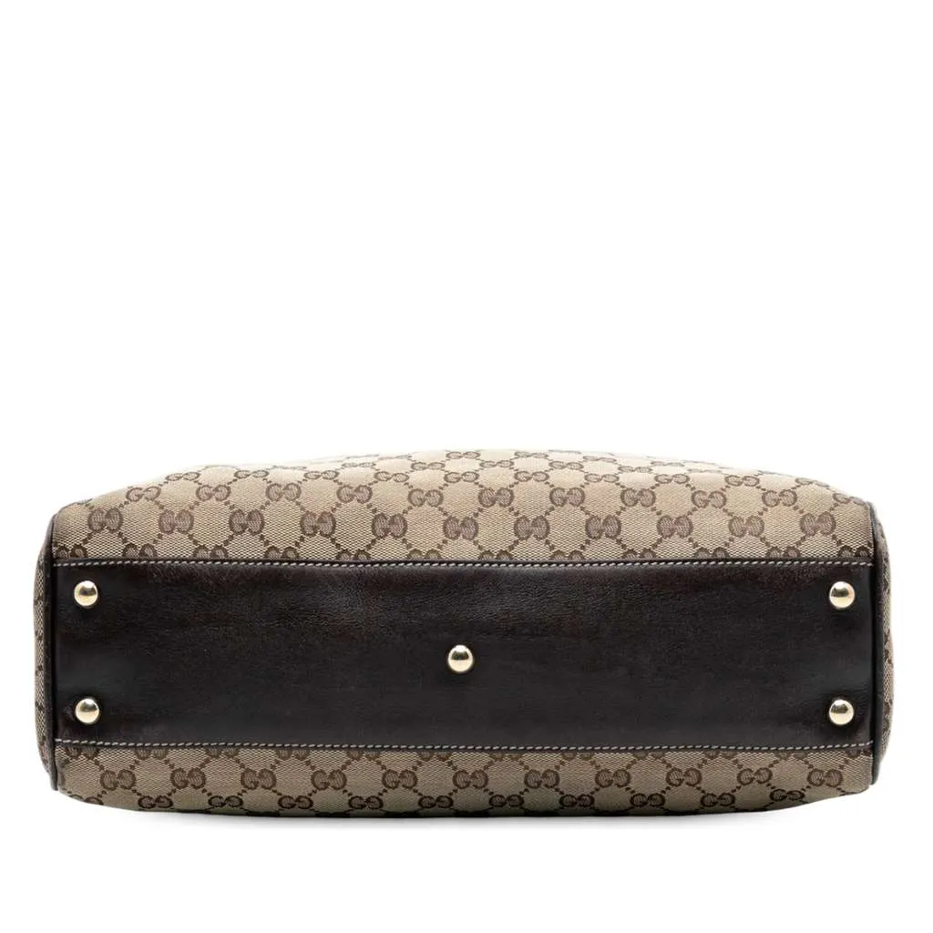 Gucci Medium GG Canvas Braided Peggy Tote Brown Canvas Good - Inside View