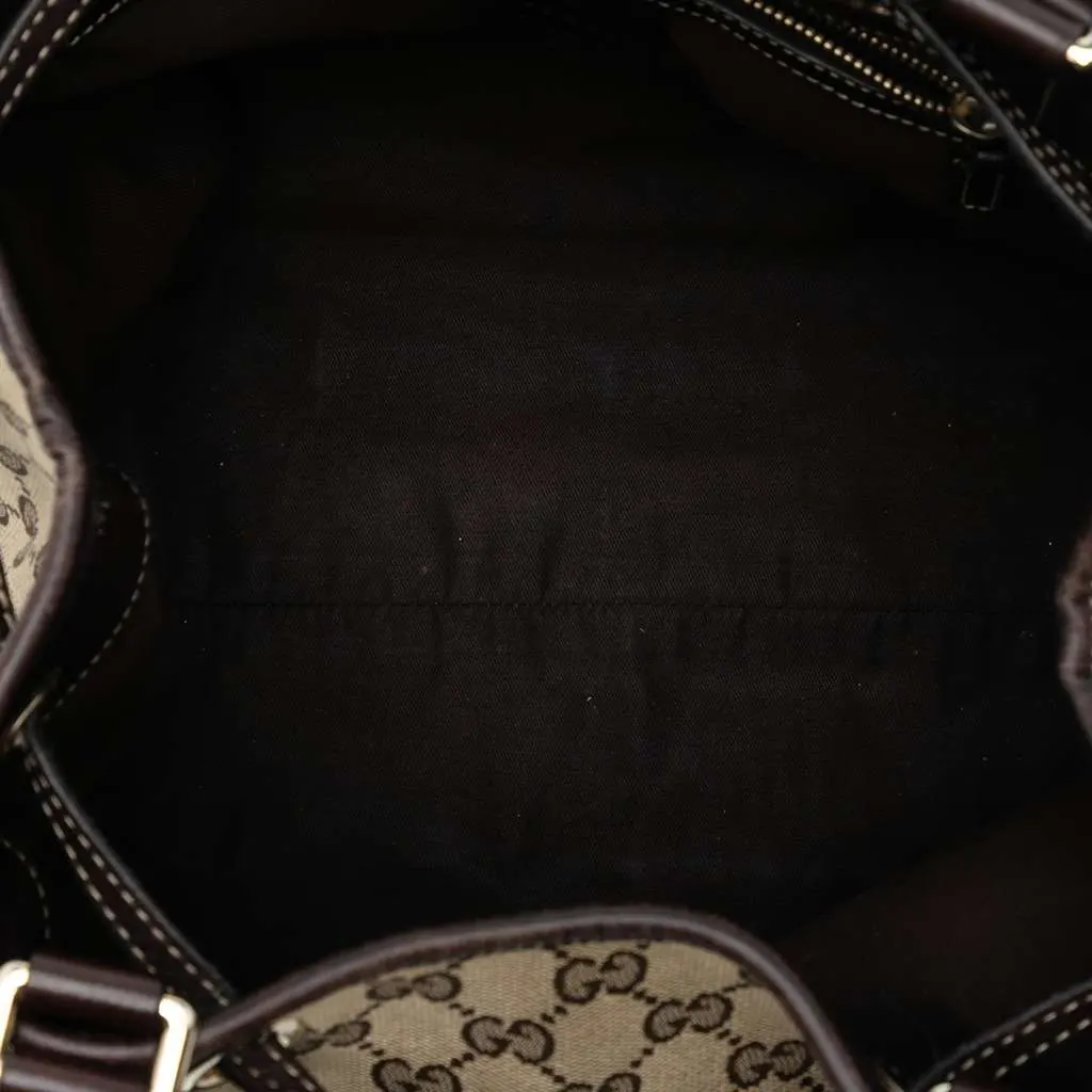 Gucci Medium GG Canvas Braided Peggy Tote Brown Canvas Good - Model View