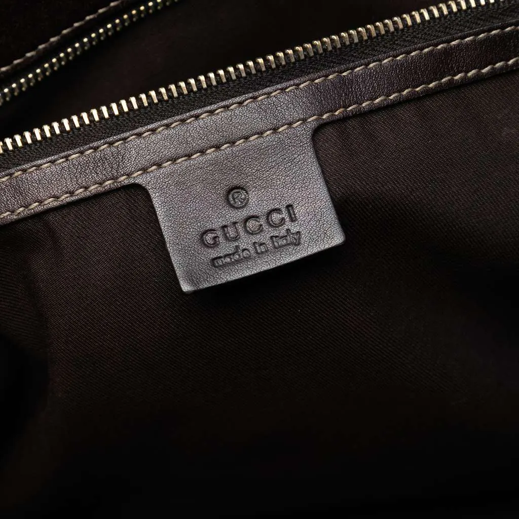 Gucci Medium GG Canvas Braided Peggy Tote Brown Canvas Good - Box View