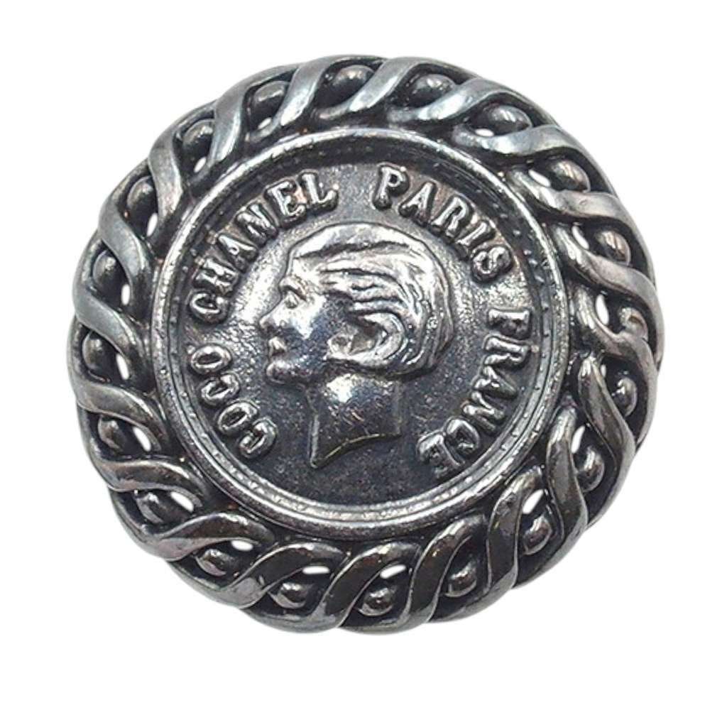 Chanel Gunmetal Plated Medallion Clip on Earrings - 3