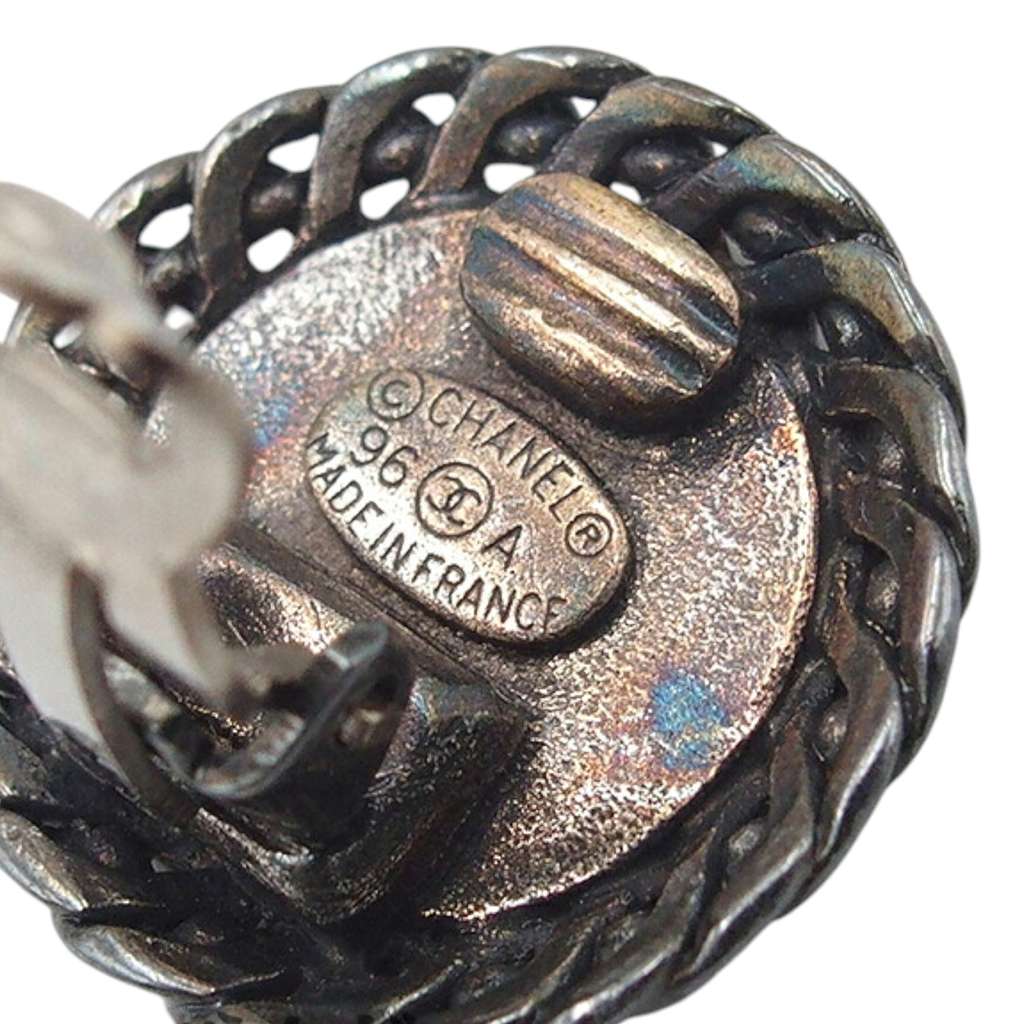 Chanel Gunmetal Plated Medallion Clip on Earrings - 4