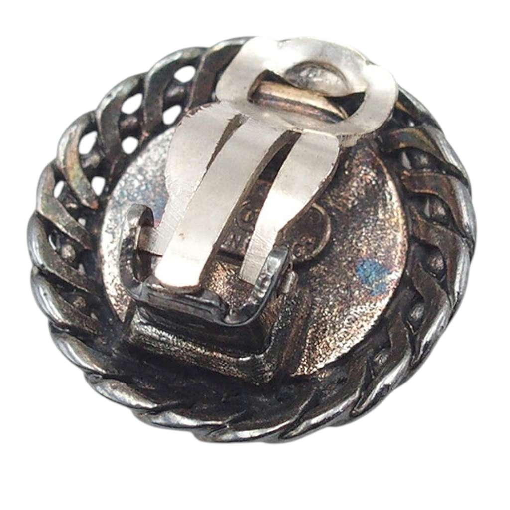 Chanel Gunmetal Plated Medallion Clip on Earrings - 5
