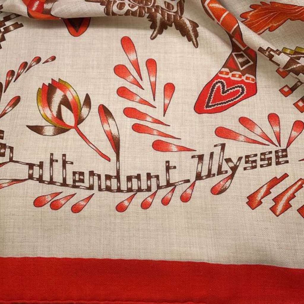 Hermès En Attendant Ulysse Cashmere Silk Shawl 140 - 2