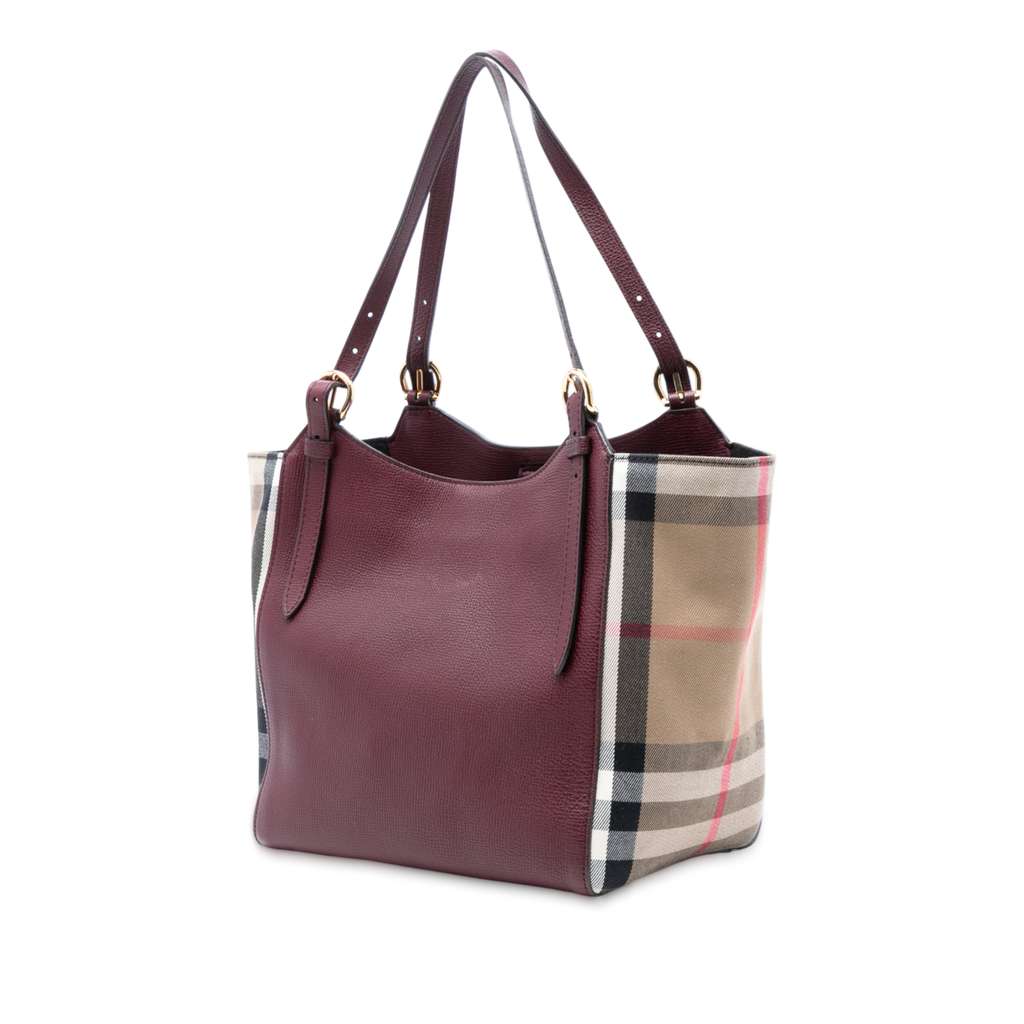 Burberry Grained Calfskin and House Check Canvas Canterbury Tote - 2