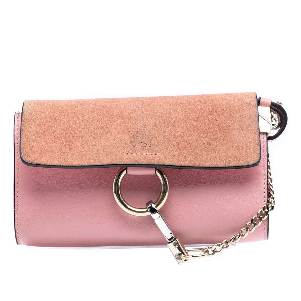 Chloé Mini Calfskin and Suede Faye Chain Crossbody