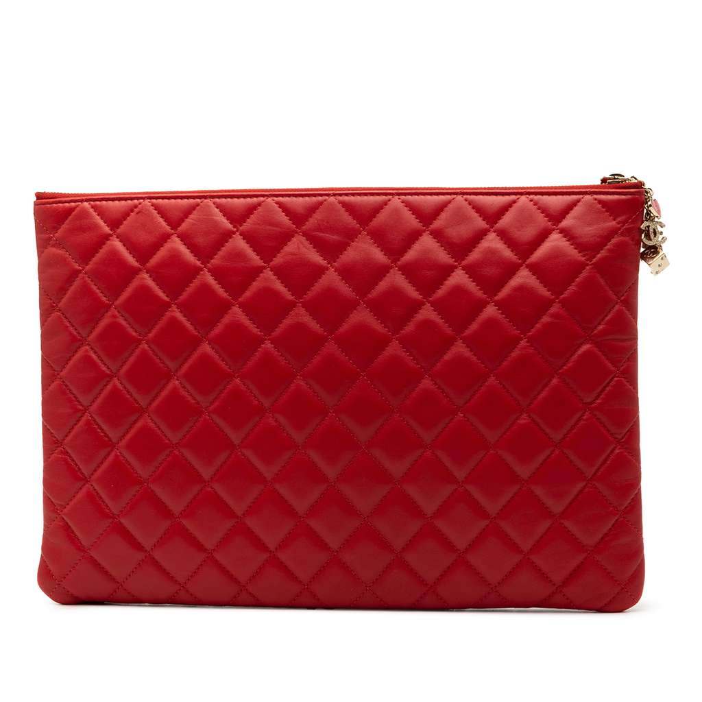 Chanel Large Quilted Lambskin Casino Charms O Case Clutch - 2