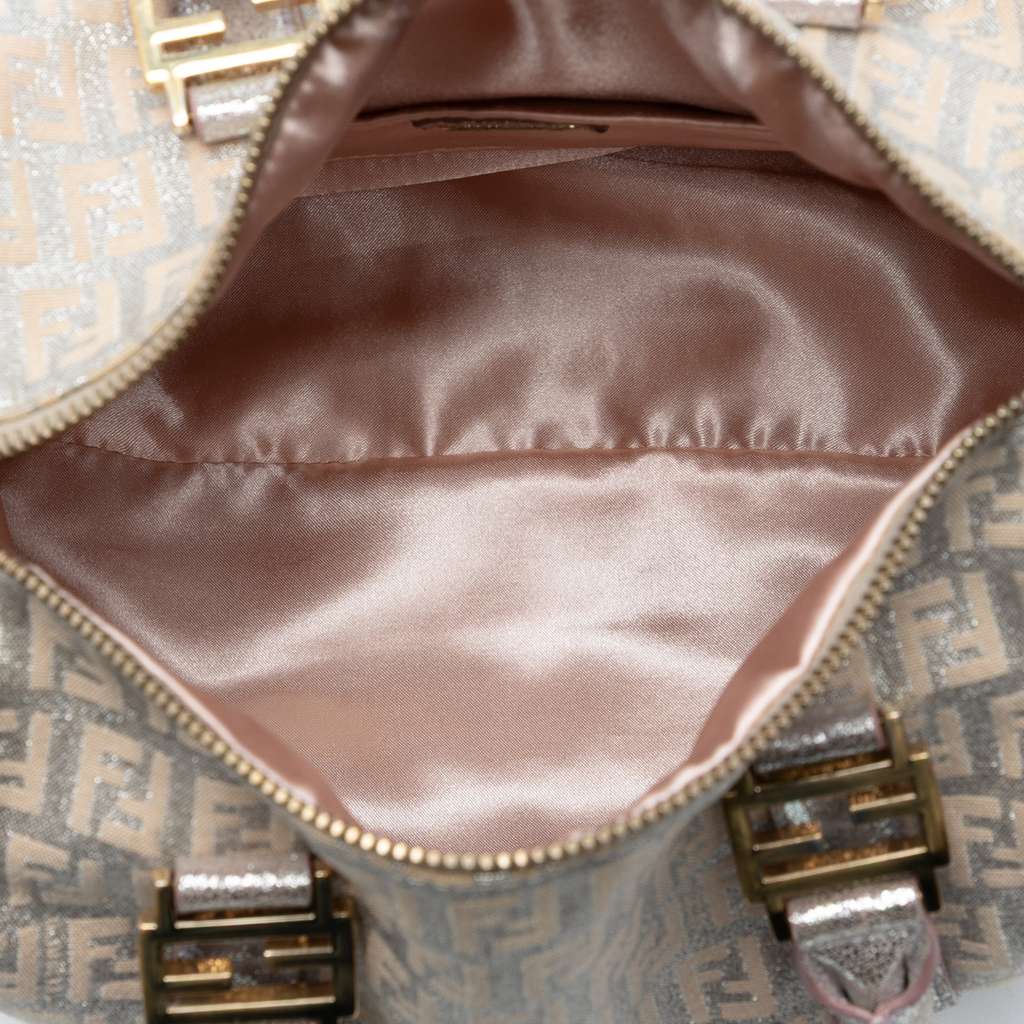 Fendi Mini Zucchino Metallic Canvas Forever Bauletto Boston Bag - 4