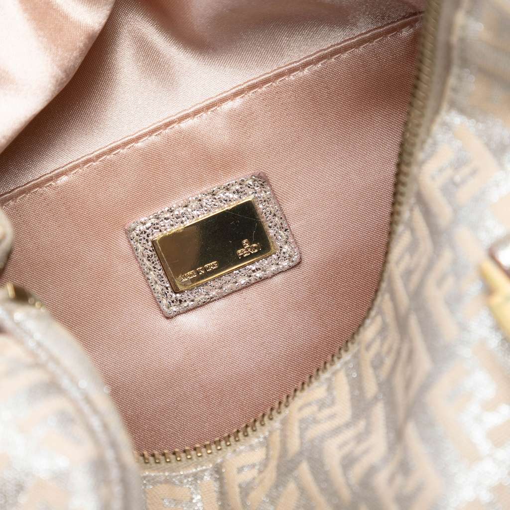 Fendi Mini Zucchino Metallic Canvas Forever Bauletto Boston Bag - 5