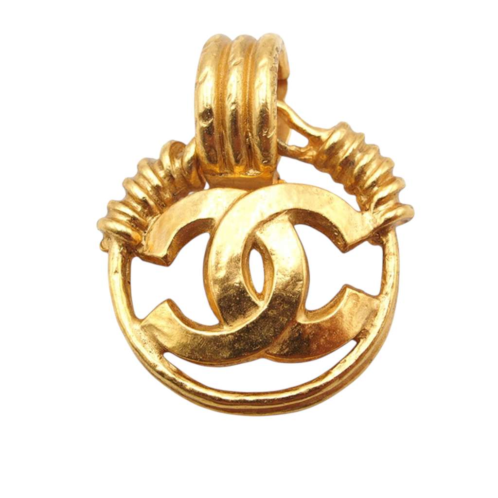 Chanel CC Gold Plated Round Clip On Earrings - 2