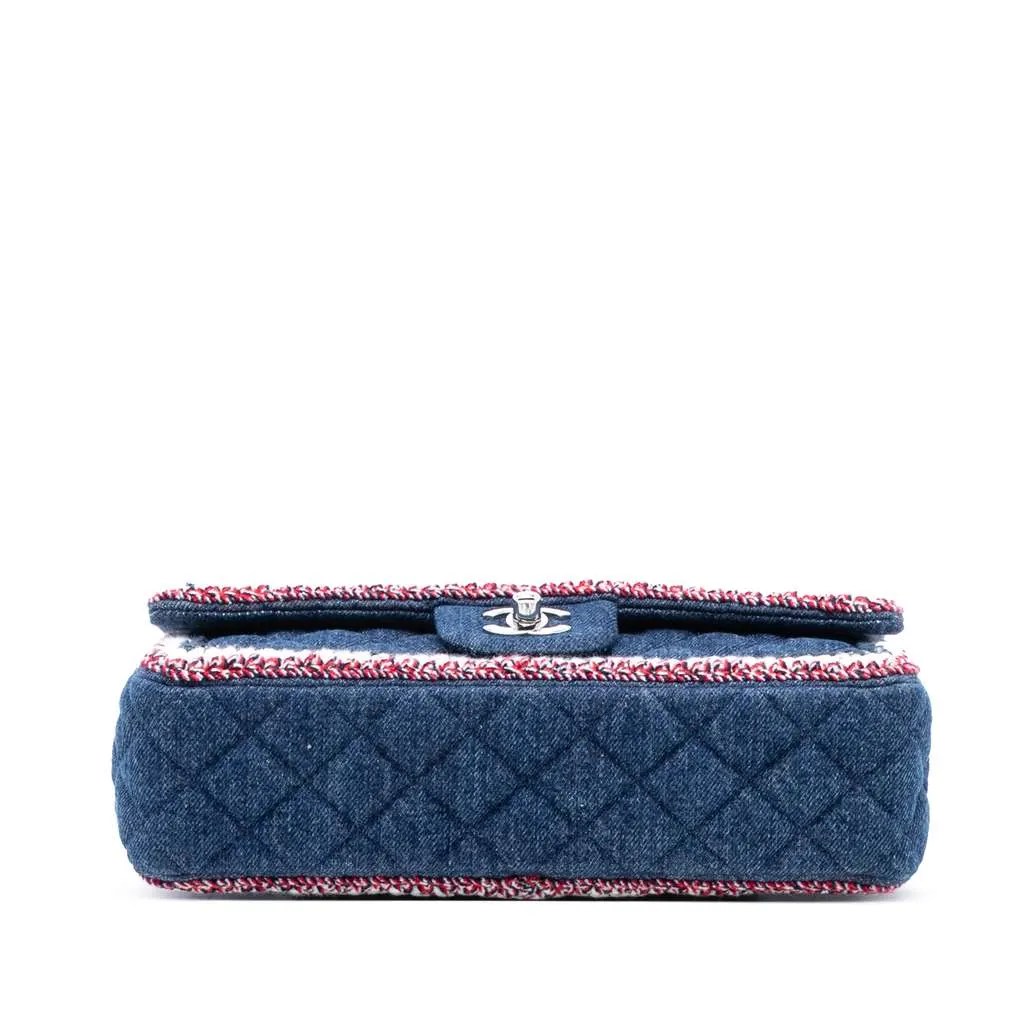 Chanel Medium Classic Denim Braided Single Flap Blue Denim Good - Inside View