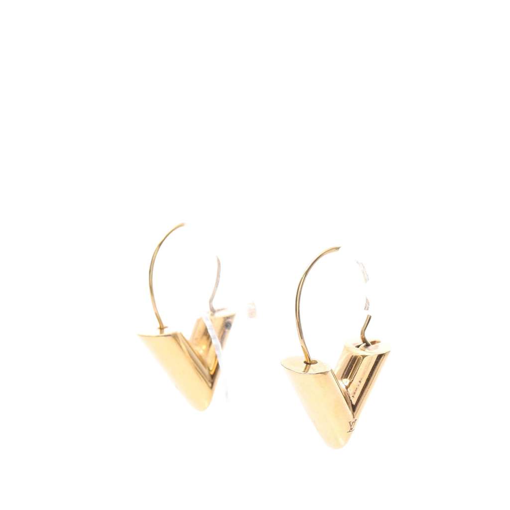 Louis Vuitton Gold Plated Essential V Hoop Earrings