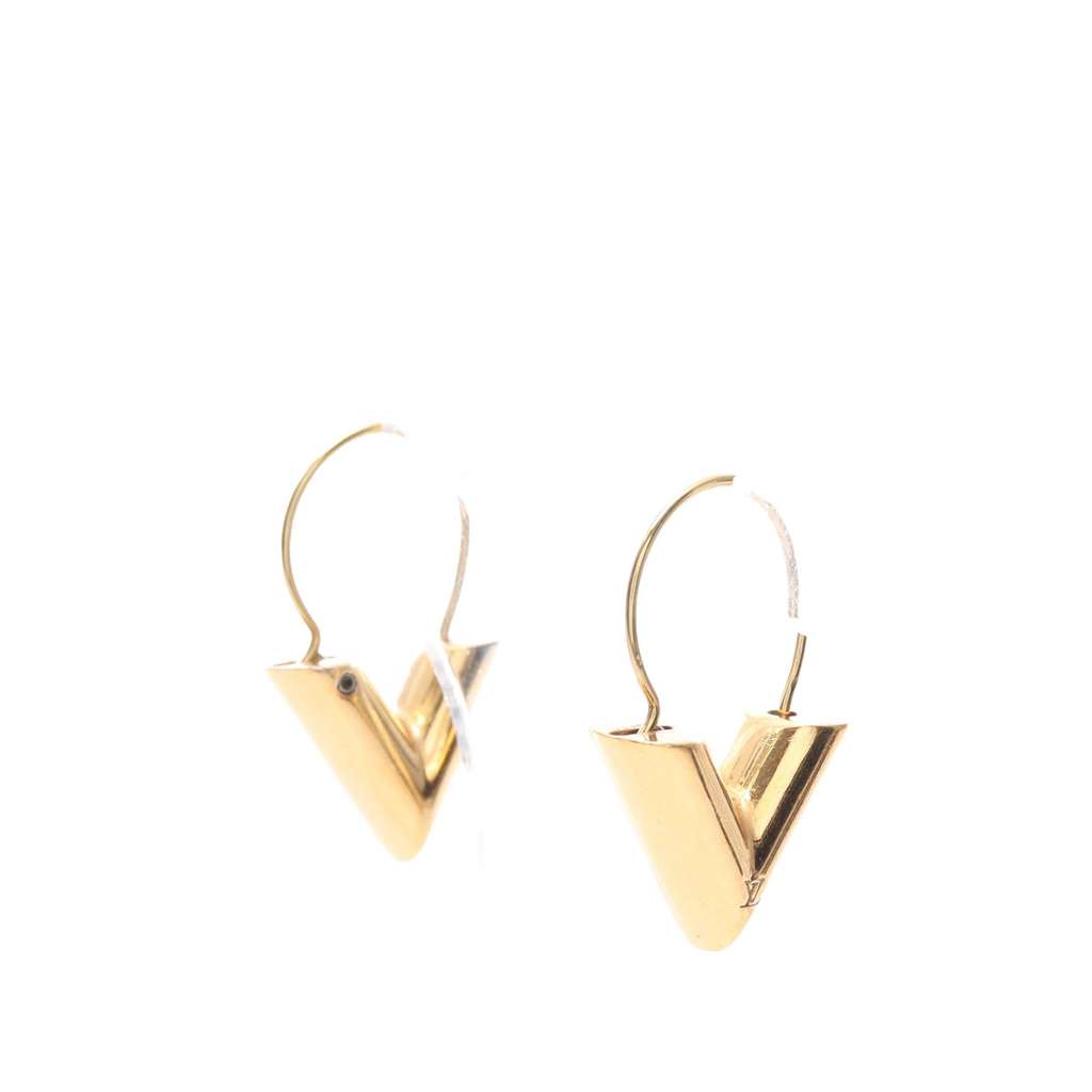 Louis Vuitton Gold Plated Essential V Hoop Earrings - 2