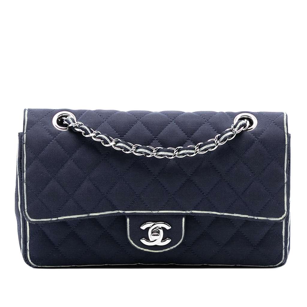 Chanel Medium Classic Printed Grosgrain Double Flap