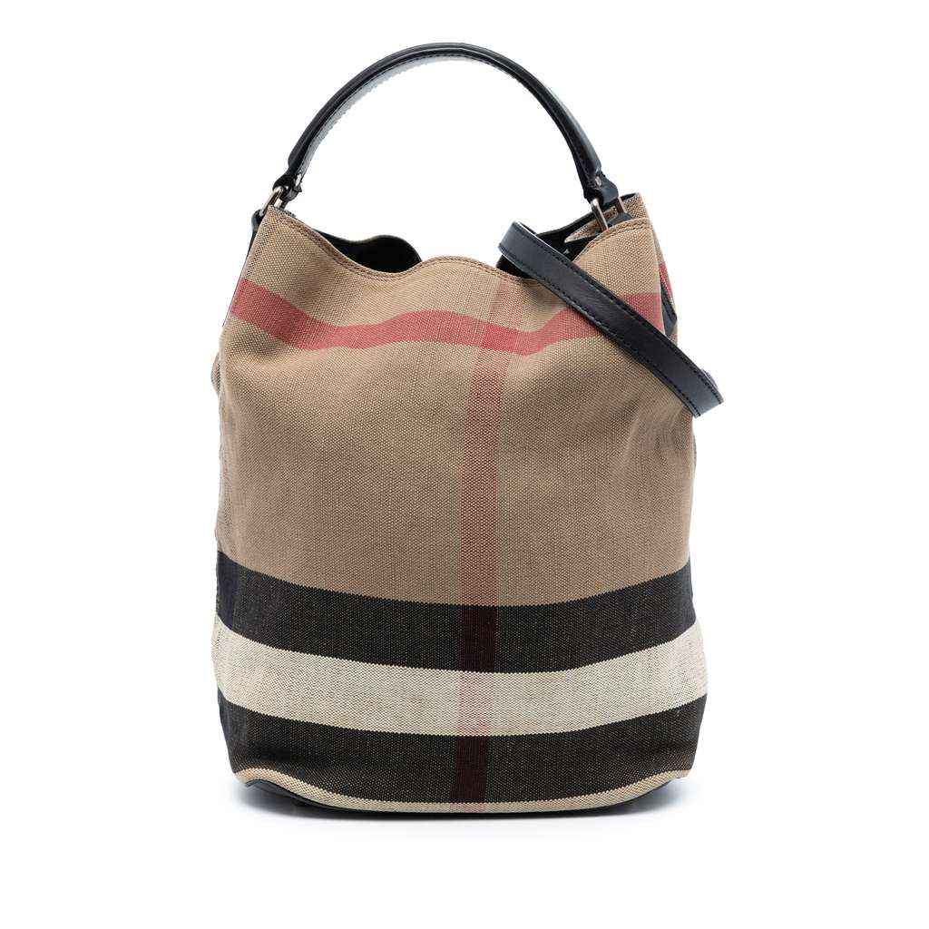 Burberry Medium Mega Check Canvas Ashby Bucket Bag