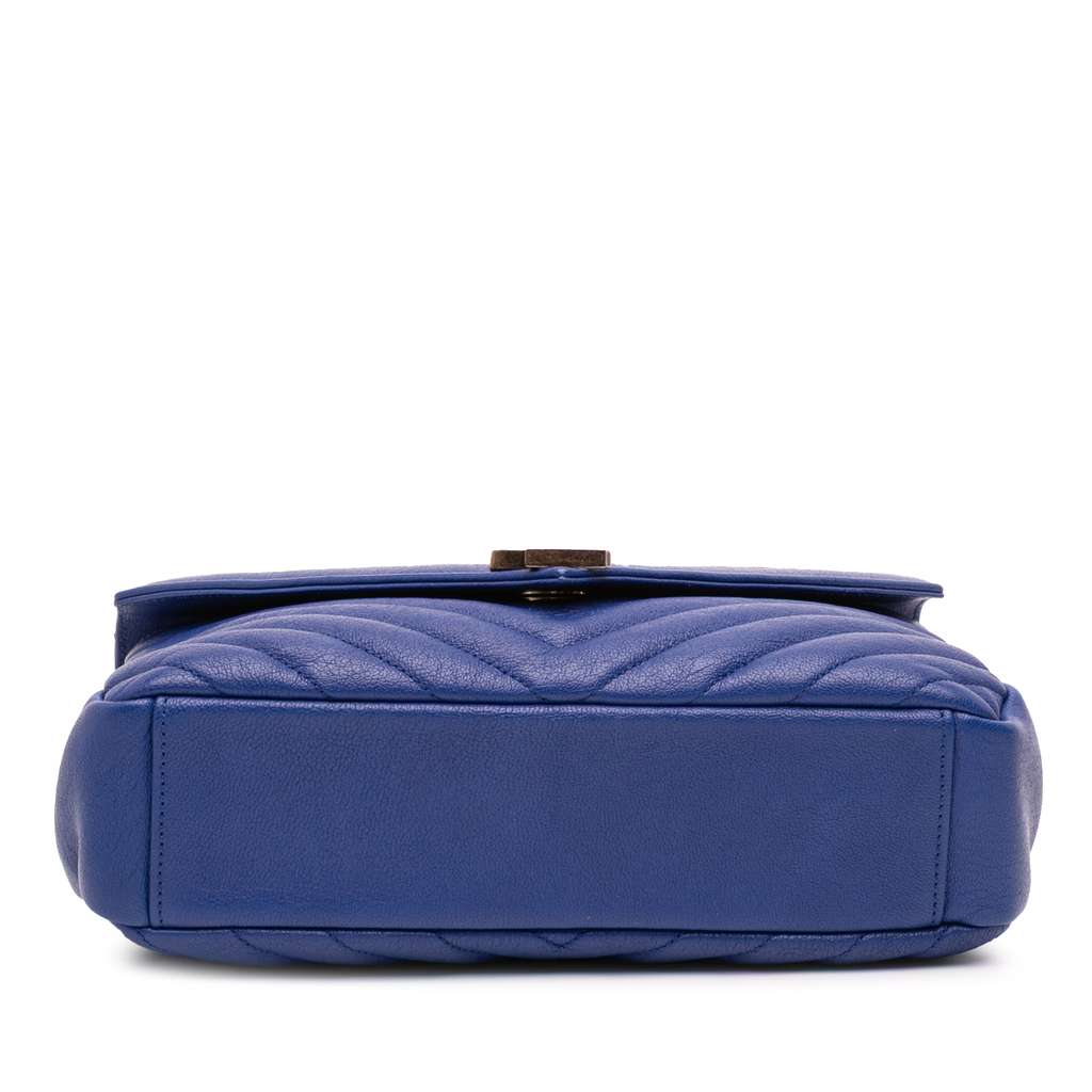 Saint Laurent Medium Quilted Chevron Sheepskin College Satchel - 3