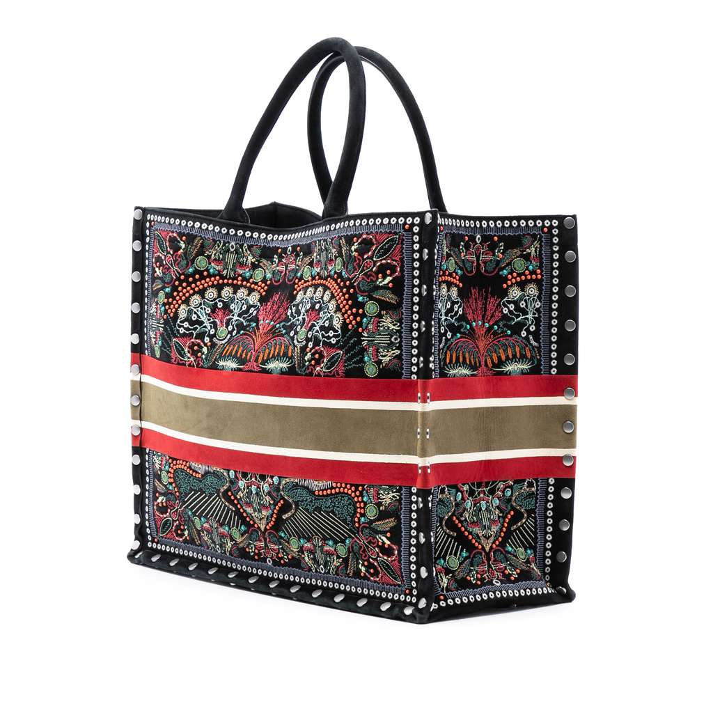 Dior Large Studded Embroidered Velvet Heart Lights Book Tote - 2