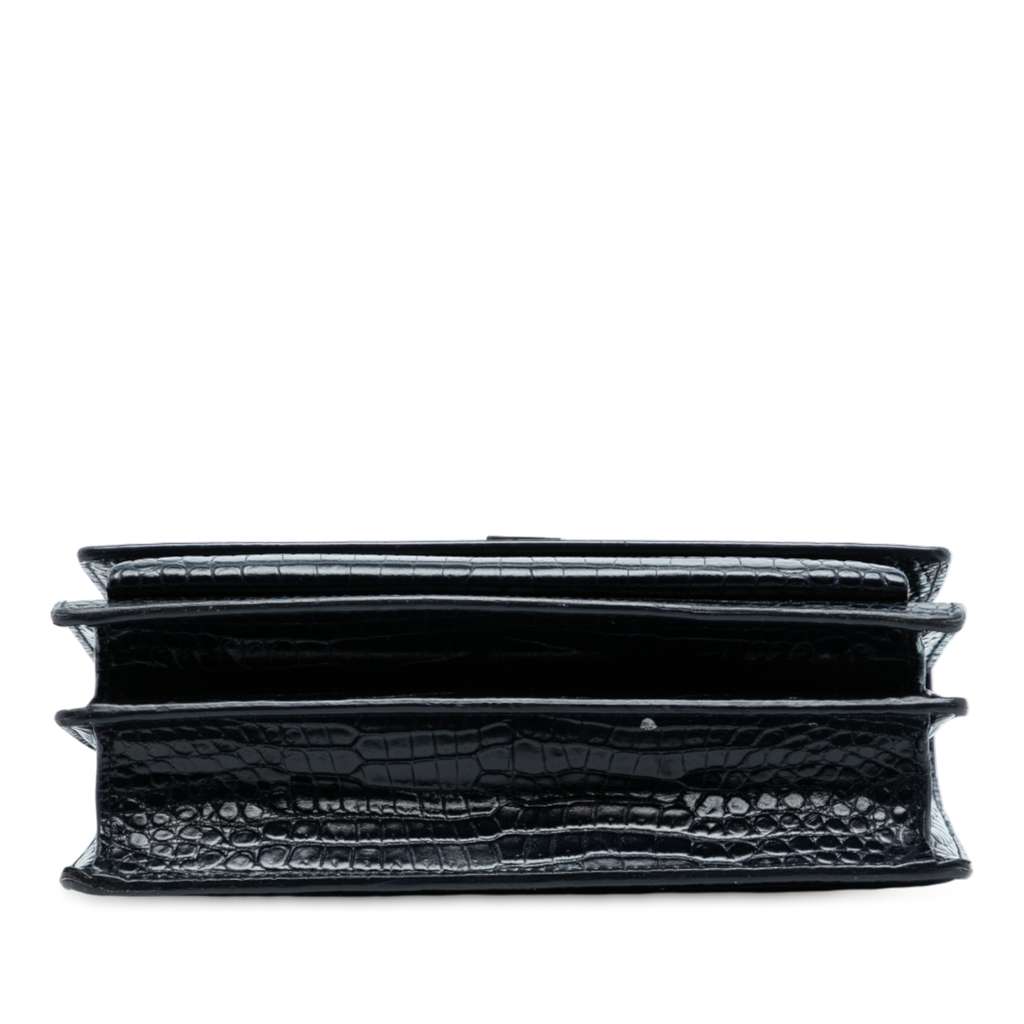 Saint Laurent Medium Croc Embossed Monogram Sunset Bag - 3