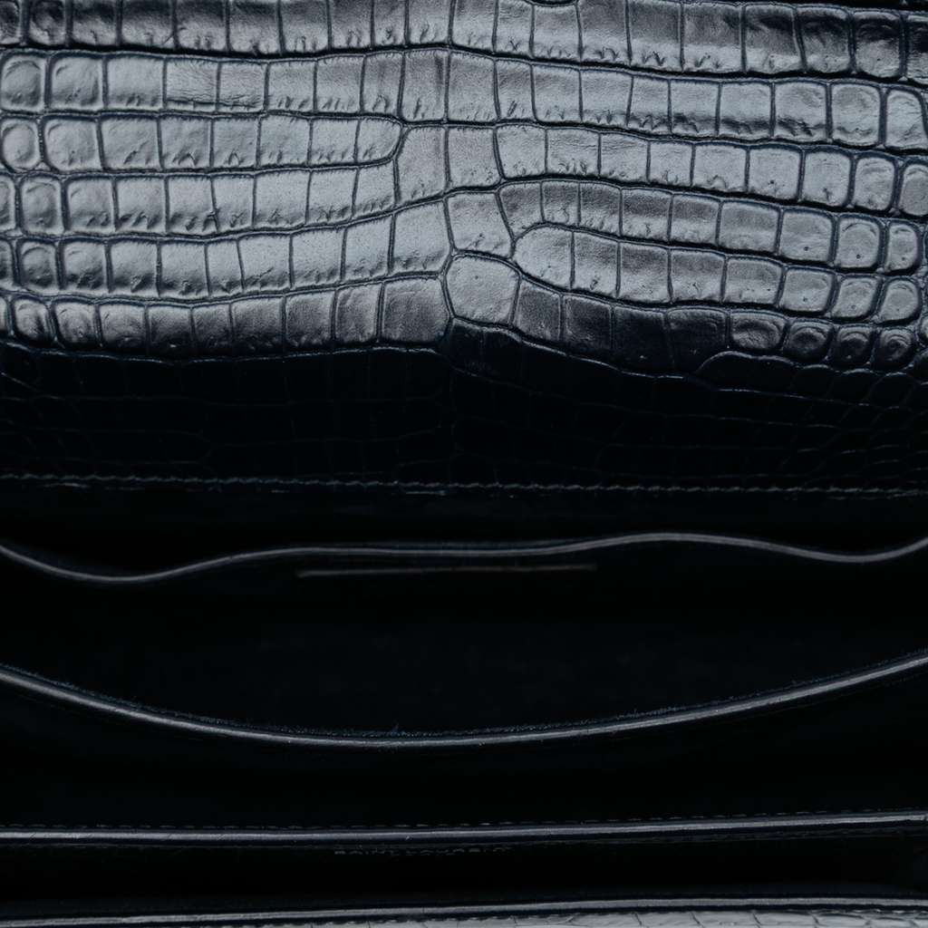 Saint Laurent Medium Croc Embossed Monogram Sunset Bag - 4