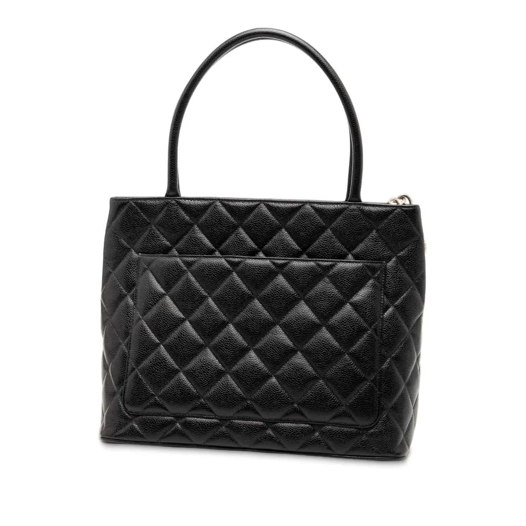 Chanel Caviar Medallion Tote Black Leather Very good - Back View