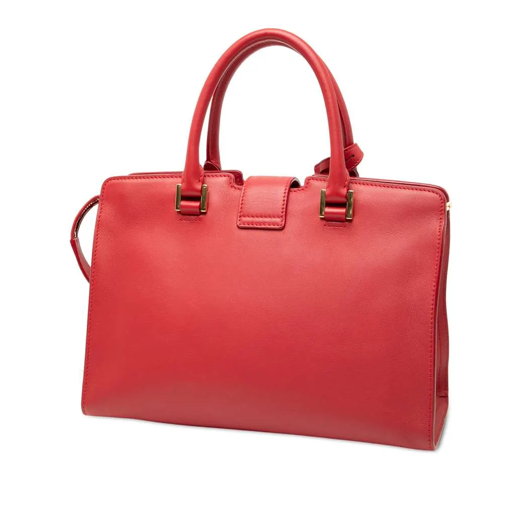 Saint Laurent Baby Leather Monogram Downtown Cabas Satchel Red Leather Good - Back View