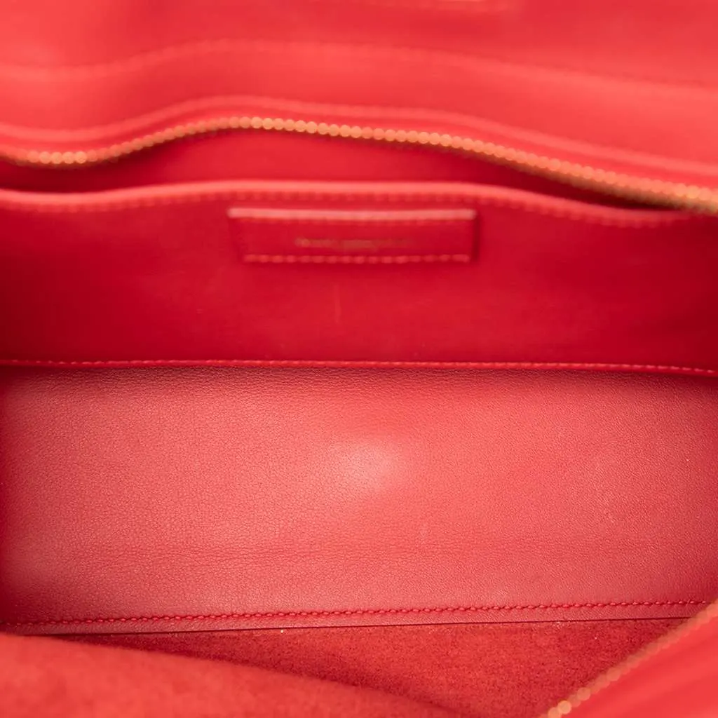 Saint Laurent Baby Leather Monogram Downtown Cabas Satchel Red Leather Good - Model View