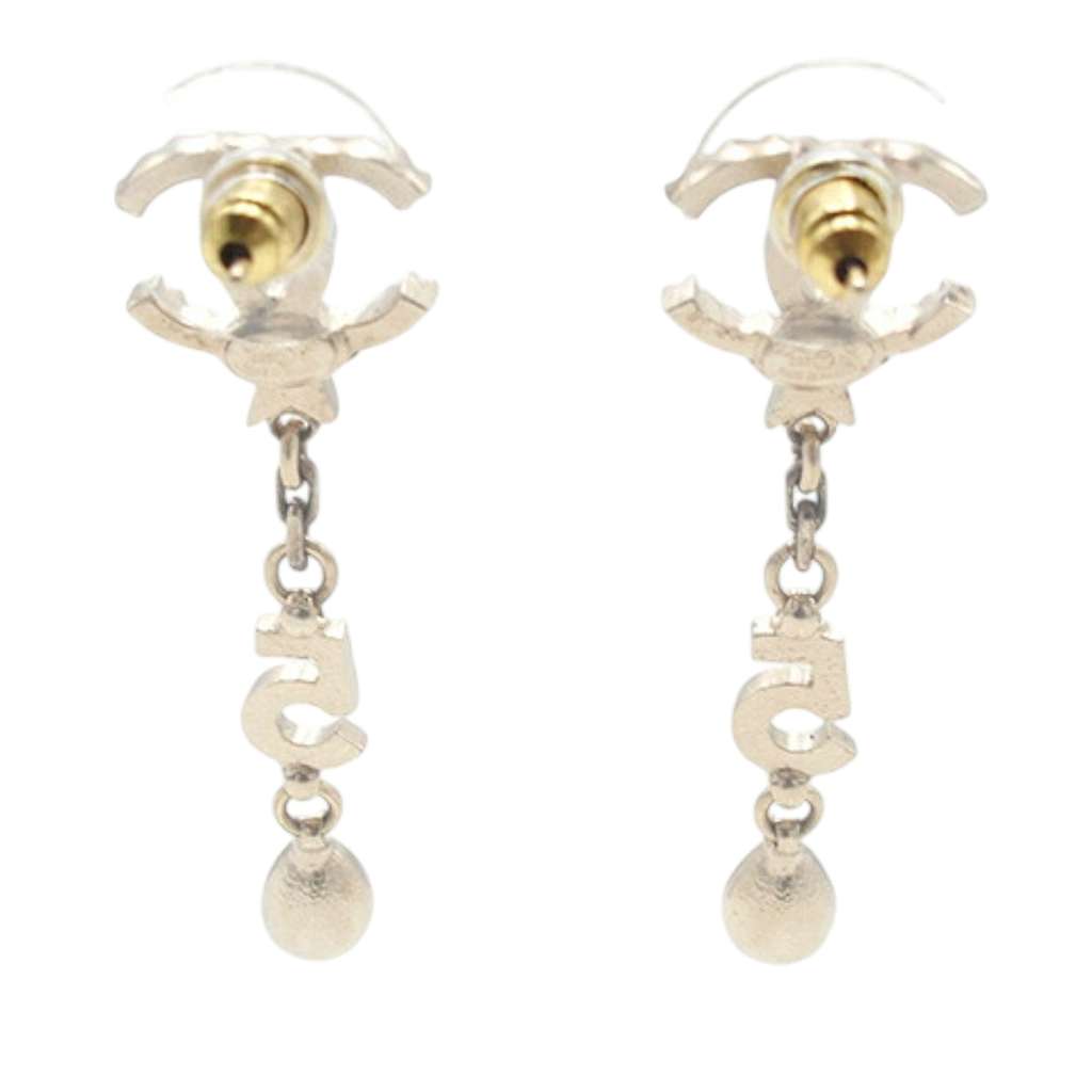 Chanel Gold Plated Rhinestone CC Star No.5 Bijoux Swing Push Back Earrings - 2