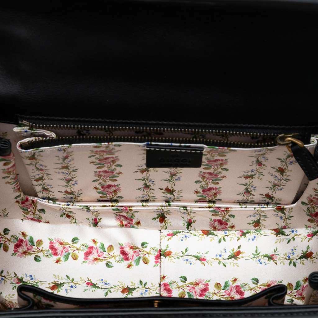 Gucci Calfskin Frame Print Bamboo Top Handle Bag - 4