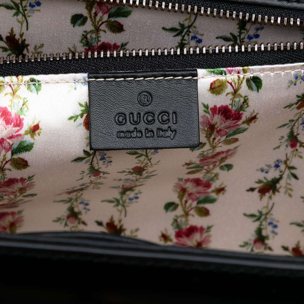 Gucci Calfskin Frame Print Bamboo Top Handle Bag - 5