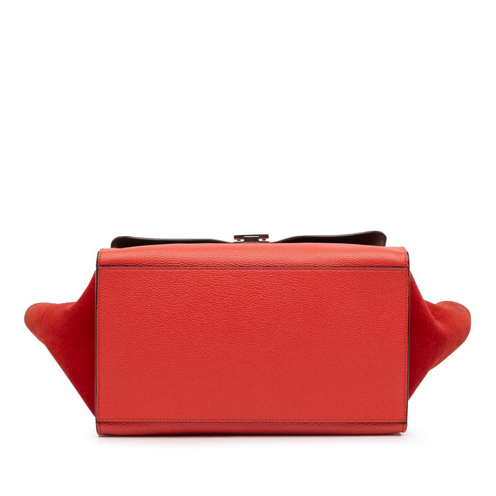 Celine Medium Drummed Calfskin and Suede Trapeze Satchel - 3