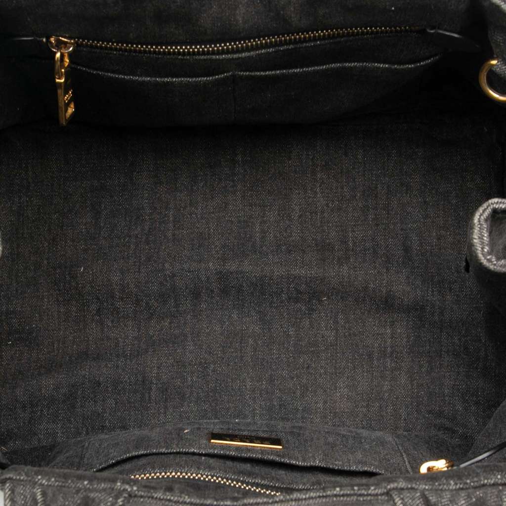 Prada Denim Canapa Logo Satchel - 4