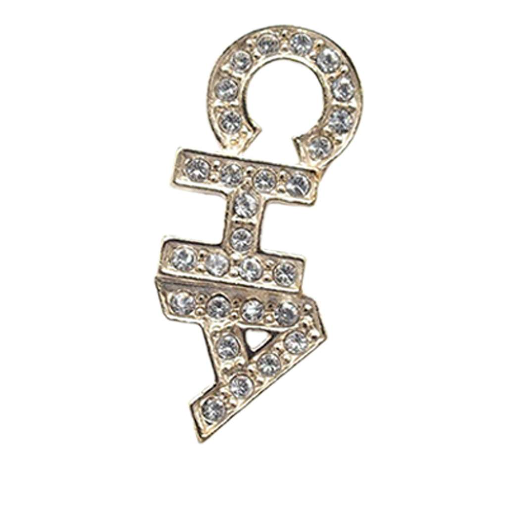 Chanel CC Gold Plated Crystals Logo Push Back Earrings - 2