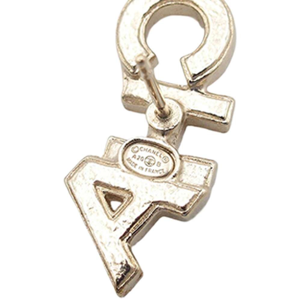 Chanel CC Gold Plated Crystals Logo Push Back Earrings - 4