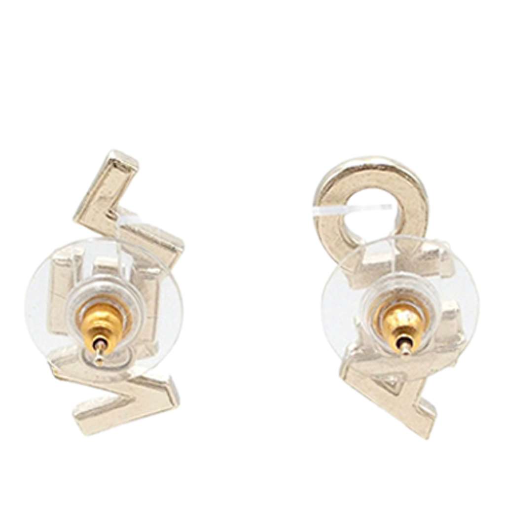 Chanel CC Gold Plated Crystals Logo Push Back Earrings - 5