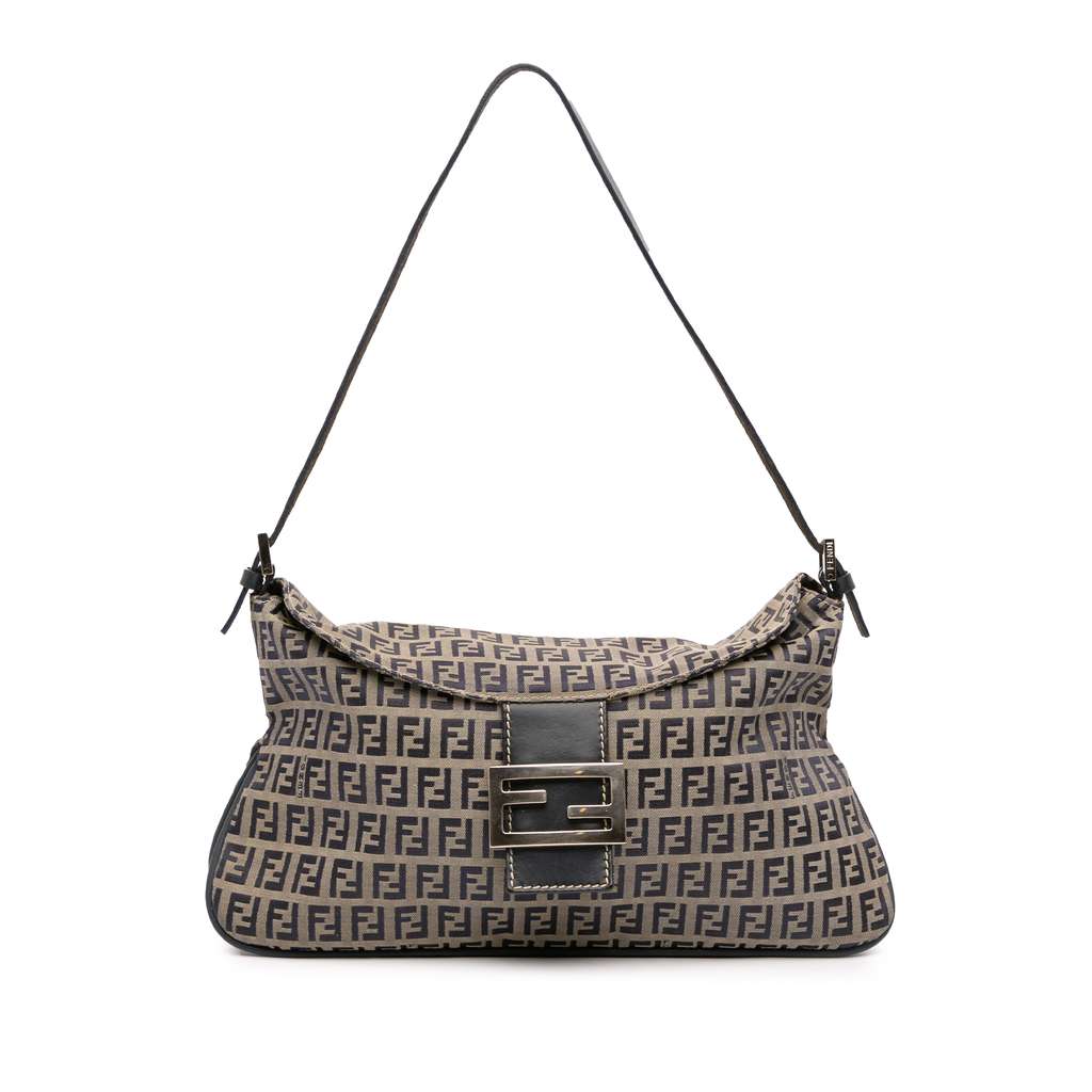 Fendi Zucchino Canvas Double Flap Shoulder Bag