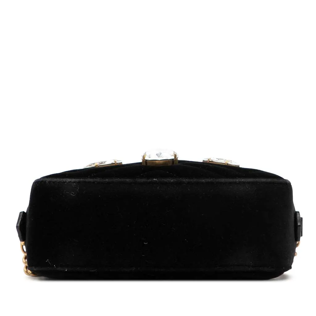 Gucci Mini GG Marmont Crystal Embellished Matelasse Velvet Crossbody Black Velvet Very good - Inside View