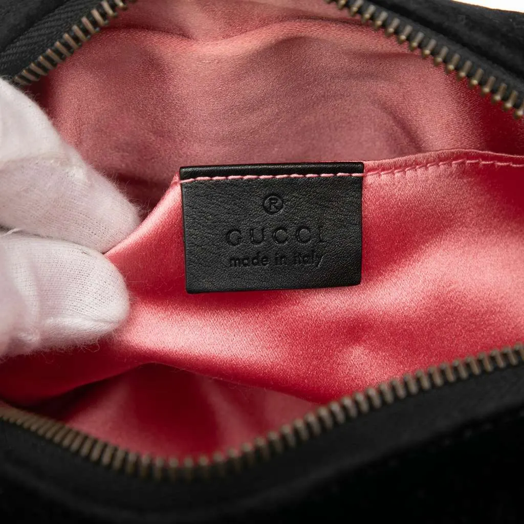 Gucci Mini GG Marmont Crystal Embellished Matelasse Velvet Crossbody Black Velvet Very good - Box View