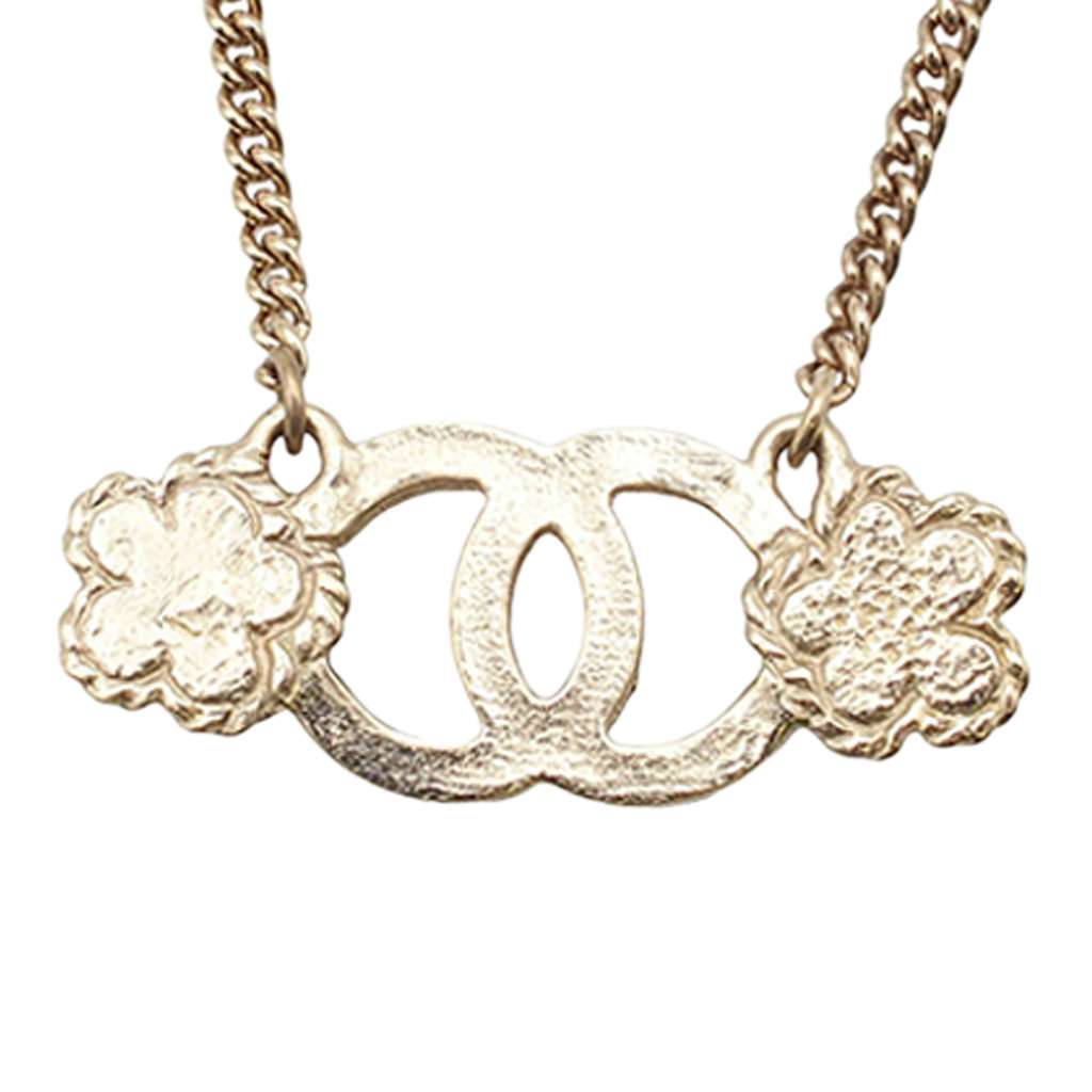 Chanel CC Gold Plated Faux Pearl and Rhinestone Flower Necklace - 4