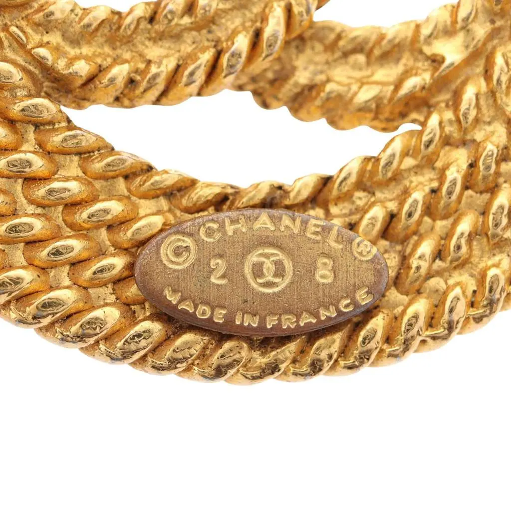 Chanel Gold Plated CC Rope Brooch Gold Metal Good - Box View