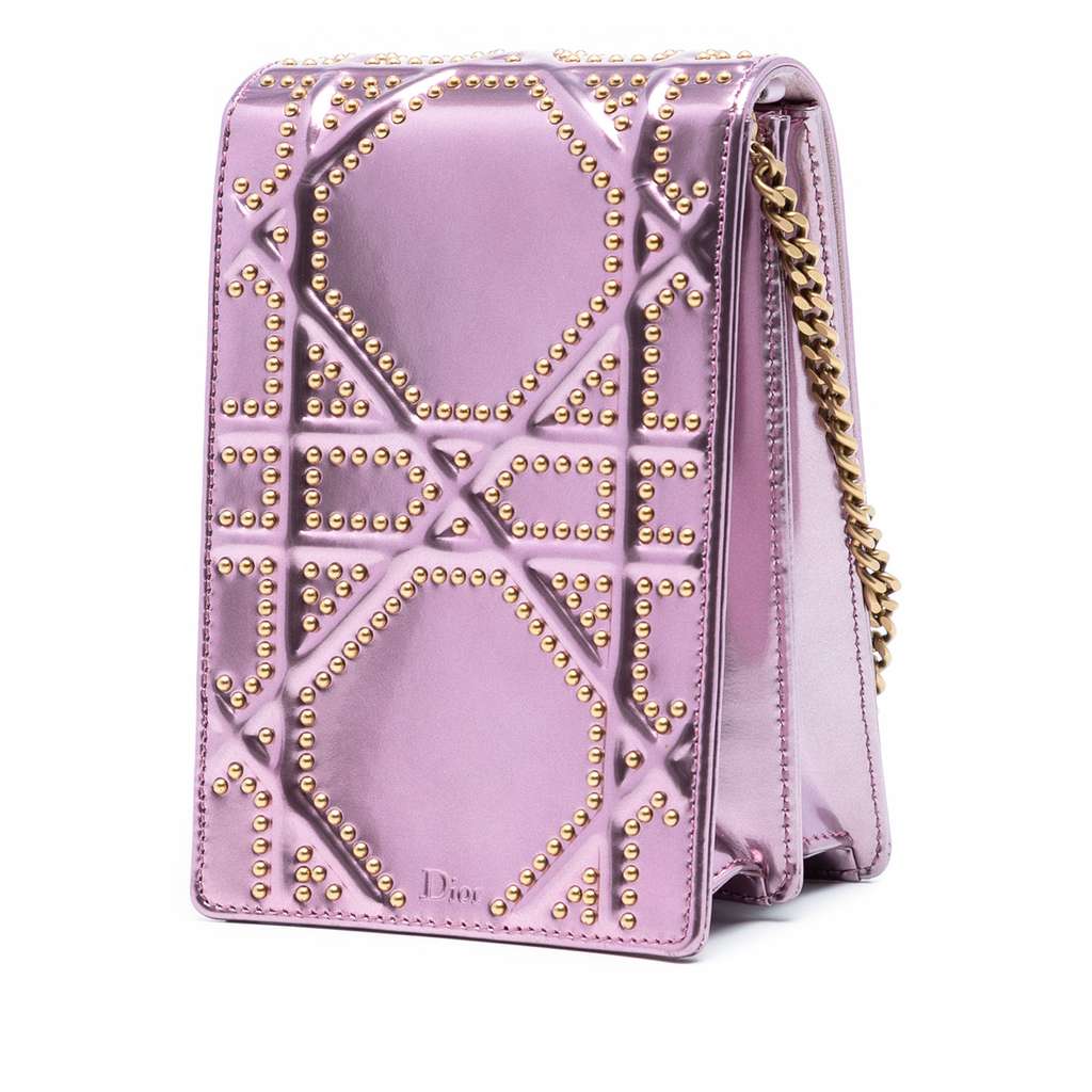 Dior Metallic Studded Calfskin Vertical Diorama - 2