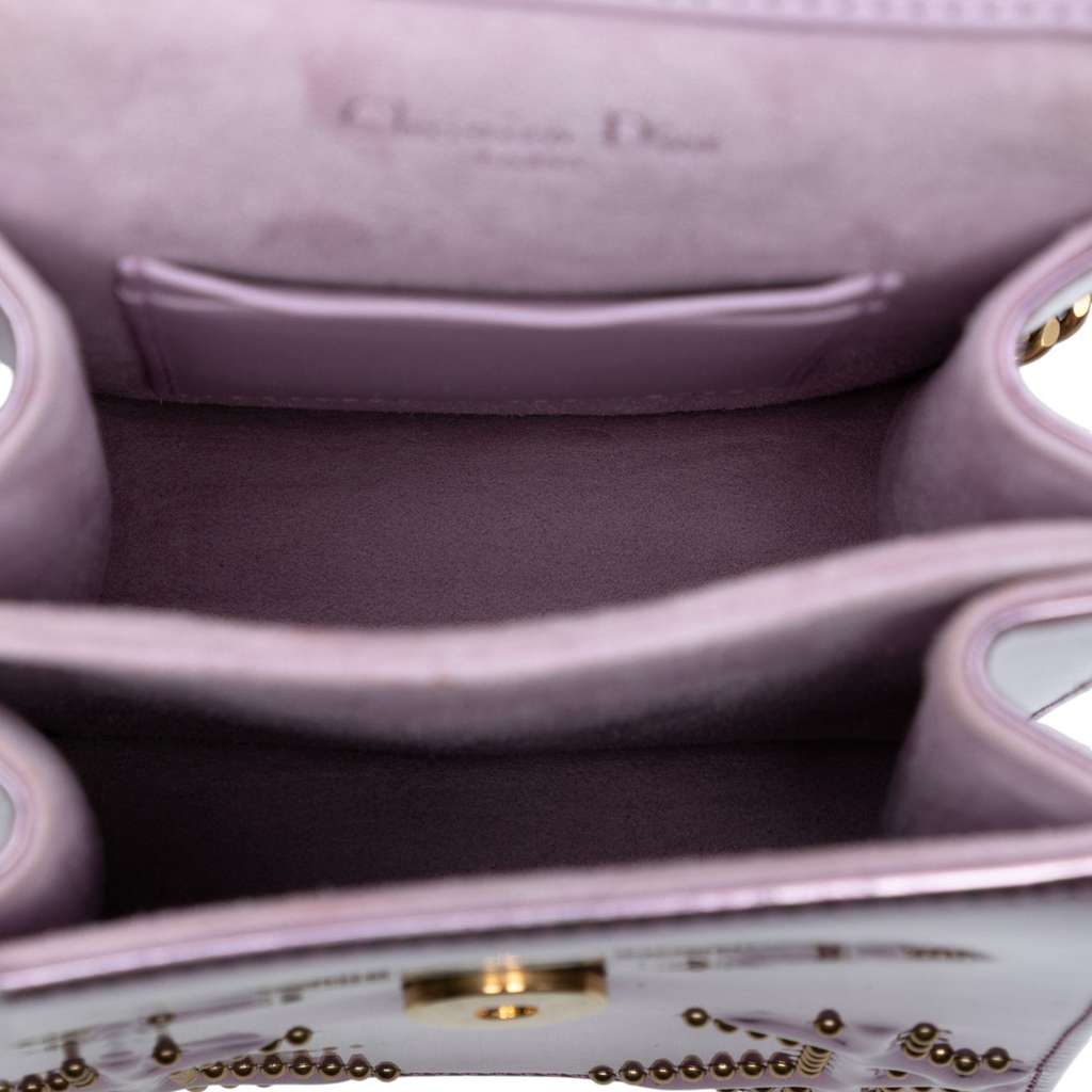 Dior Metallic Studded Calfskin Vertical Diorama - 4