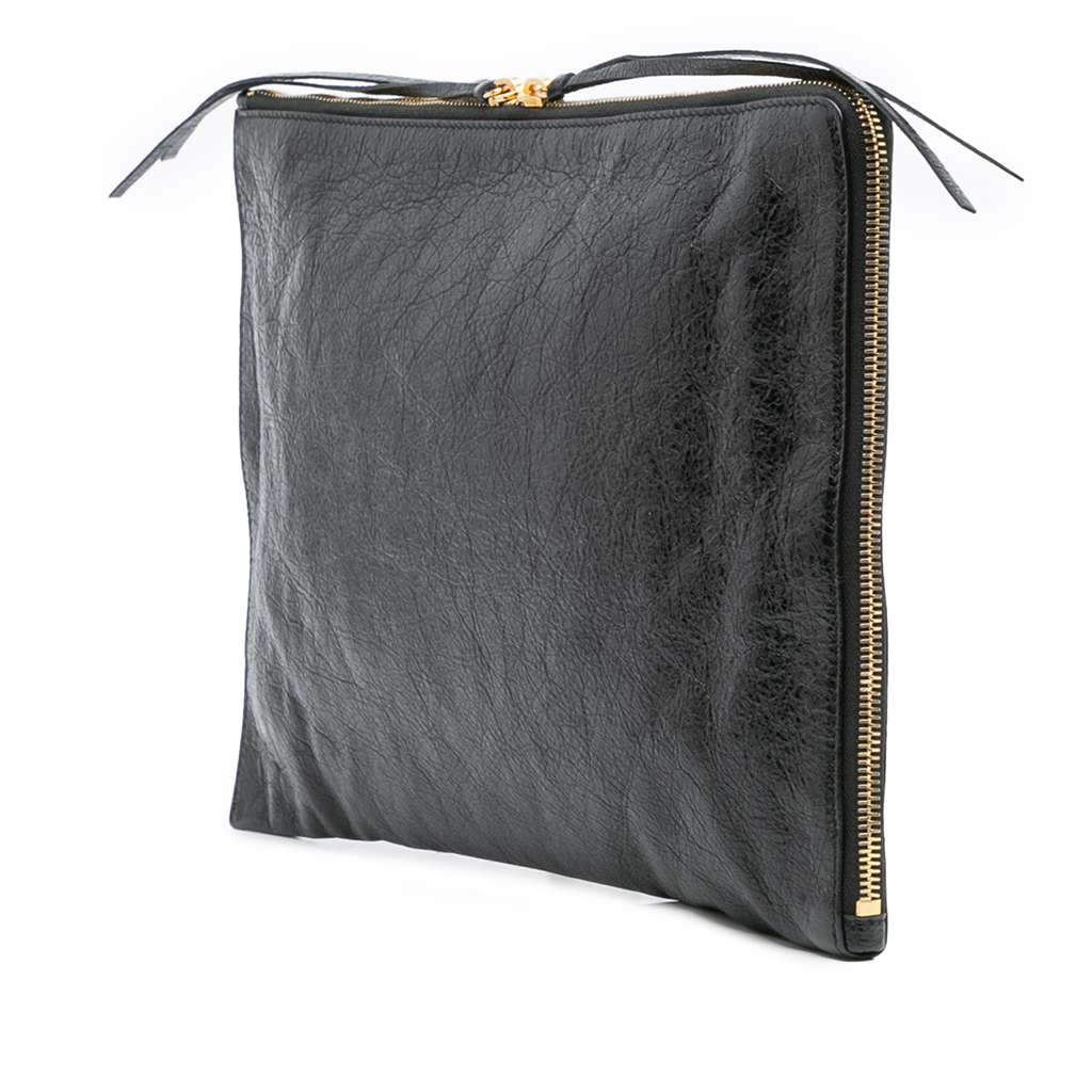 Balenciaga Lambskin Motocross Classic Zip Around Flat Clutch - 2