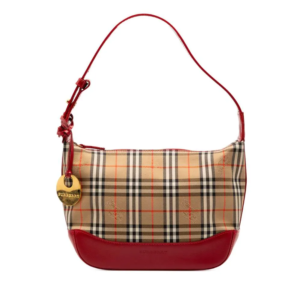 Burberry Haymarket Check Shoulder Bag Brown Canvas Very good - Front View