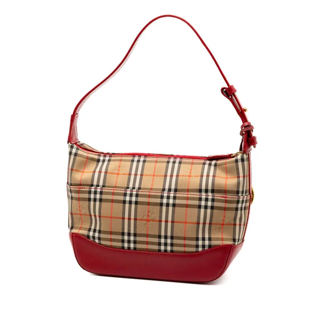 Burberry Haymarket Check Shoulder Bag Brown Canvas Very good - Back View