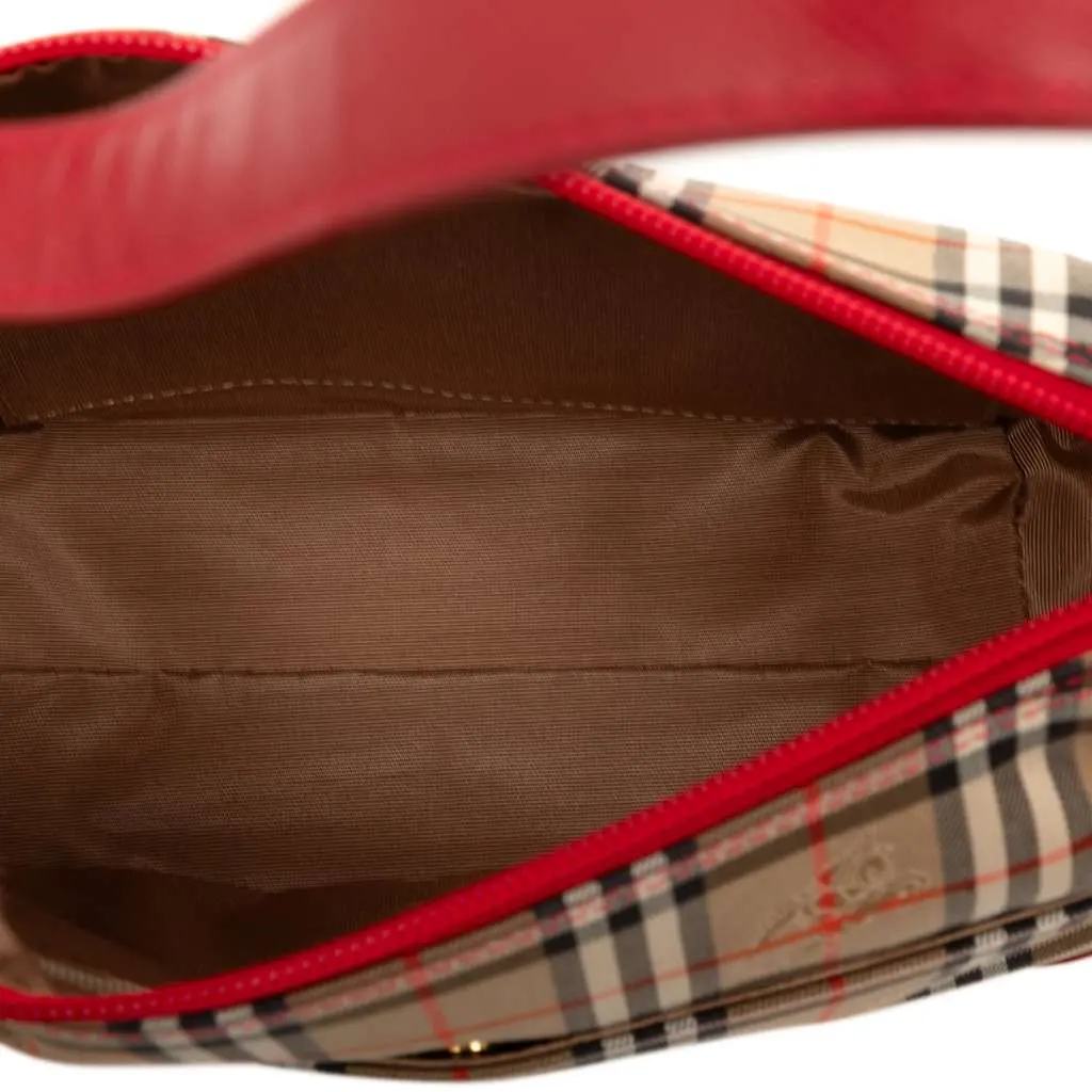 Burberry Haymarket Check Shoulder Bag Brown Canvas Very good - Model View